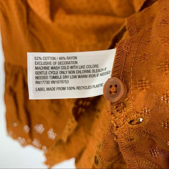 Universal Thread Cotton Peasant Dress Brown Size Medium - Picture 5 of 9